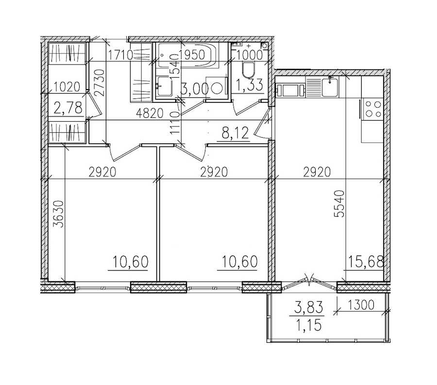 Двухкомнатная квартира в : площадь 53.26 м2 , этаж: 2 – купить в Санкт-Петербурге